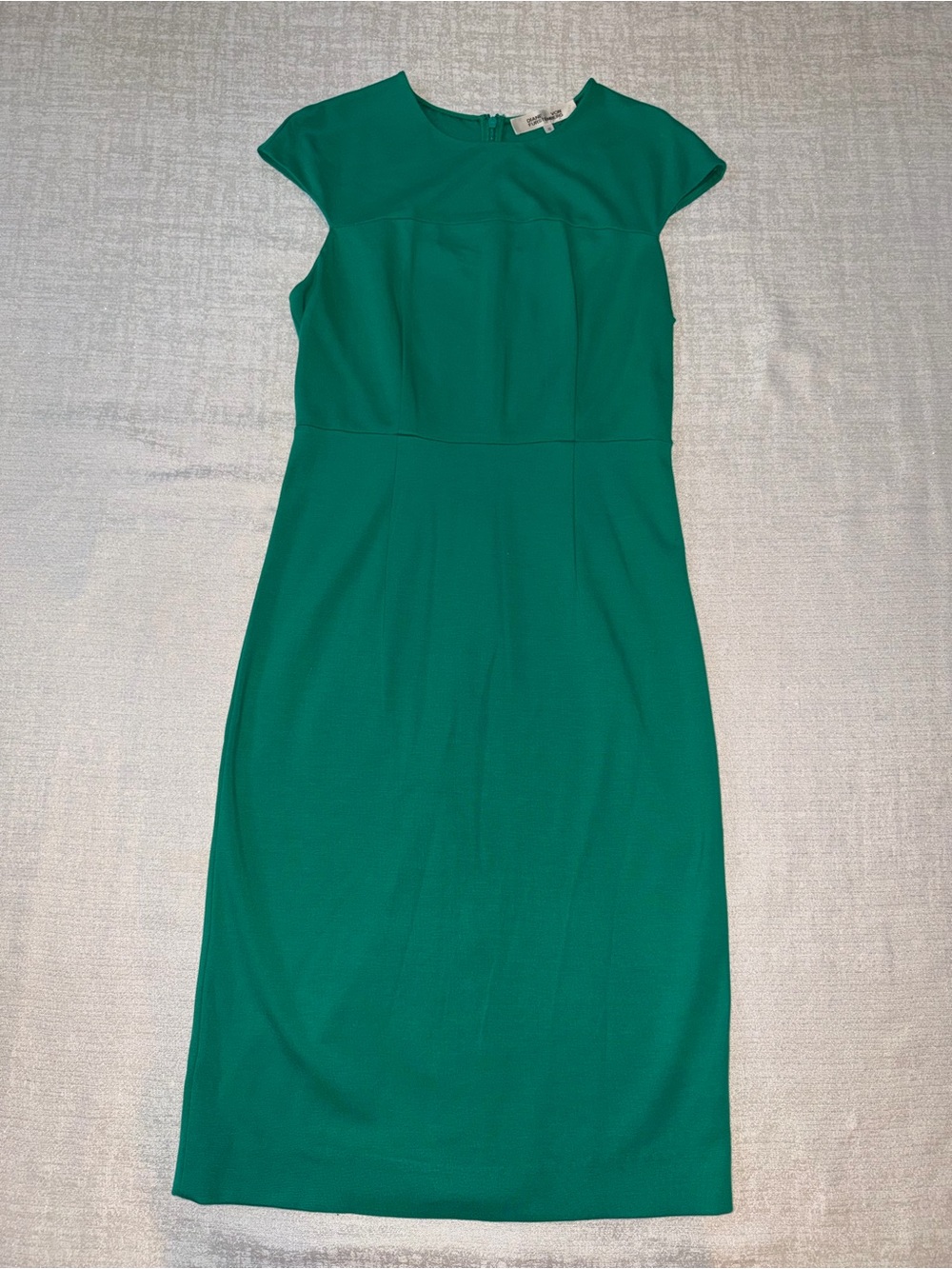 Diane Von Furstenberg Emerald Green Cap-Sleeve Midi Dress